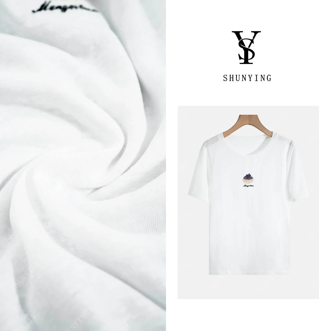 【仟娜】软糯舒适~时尚圆领亮片水果百搭显瘦短袖T恤SY72T25306