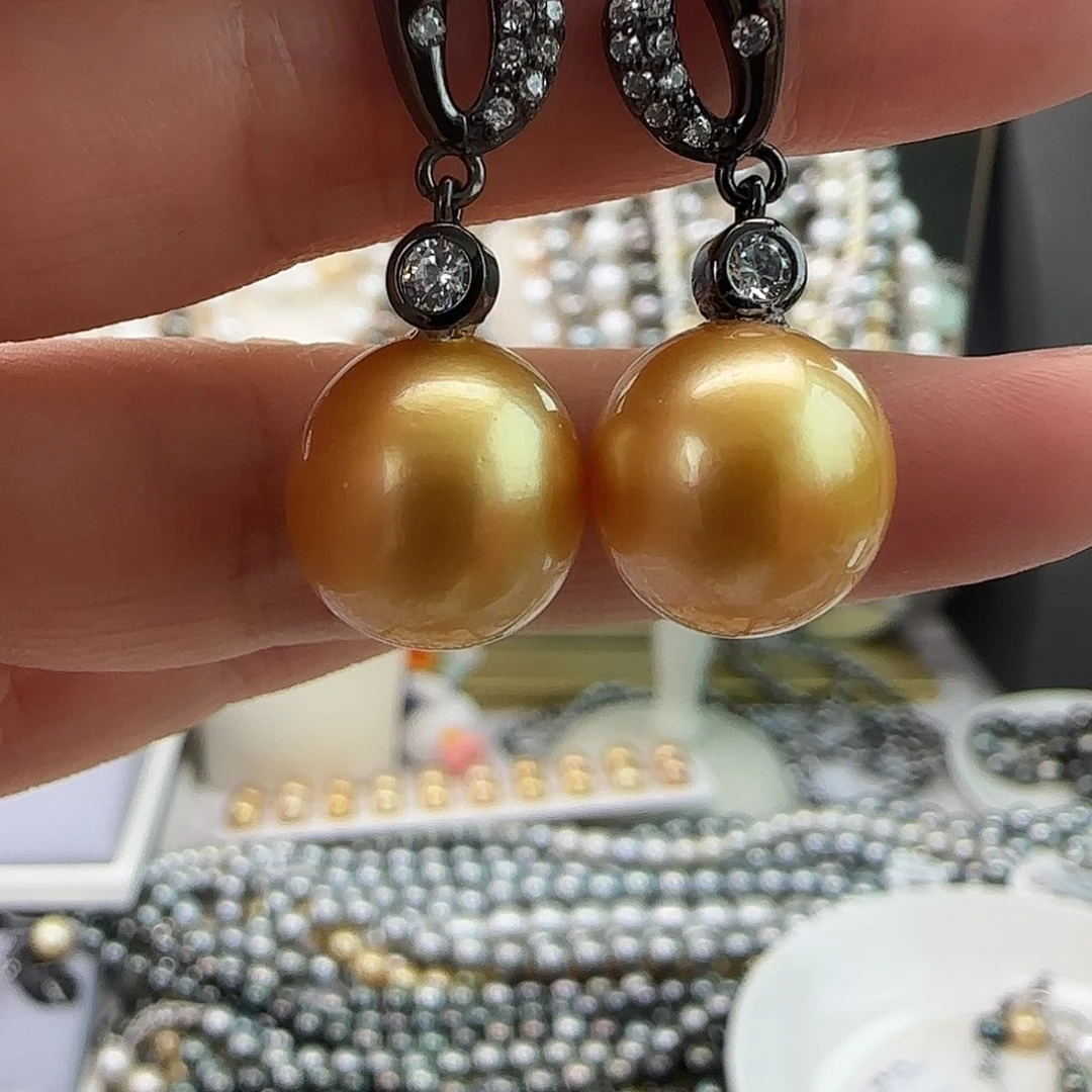 银S925镶嵌海水珍珠耳饰