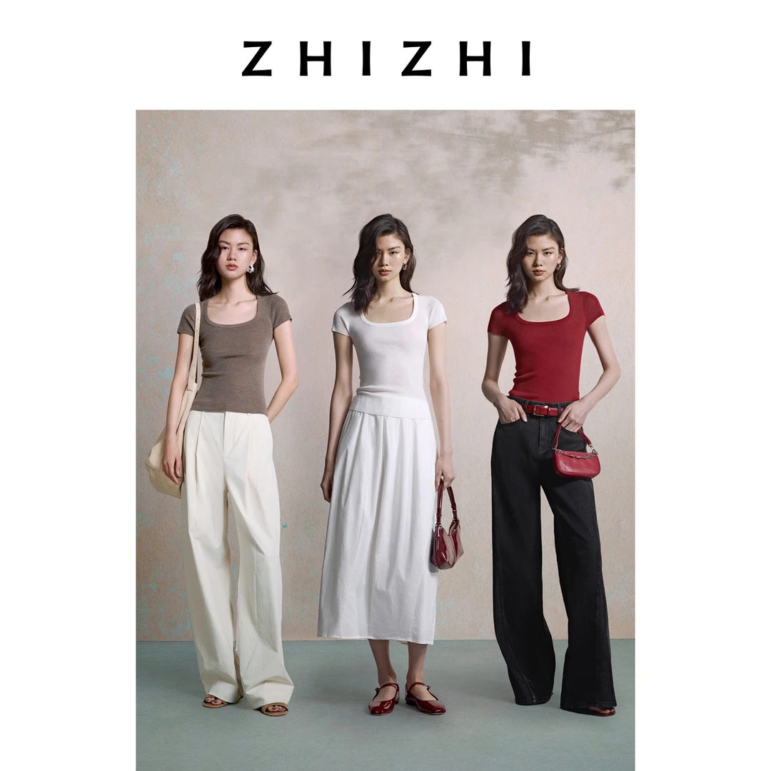 致知 长相思 气质羊毛蛋领短袖2025秋新款时尚显瘦ZZ2EAKZN070