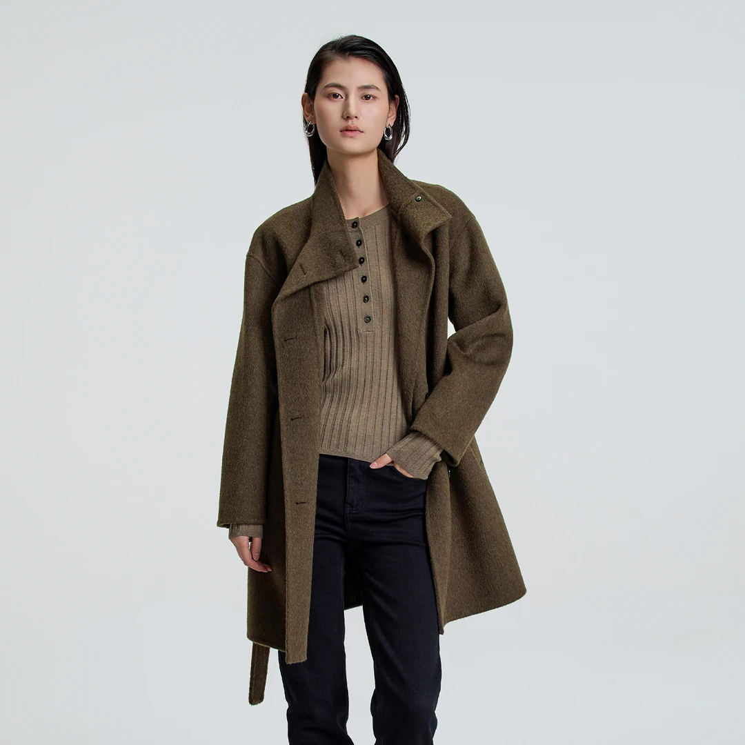 2025秋冬女士长款毛呢双面呢外套适合日常通勤的中长款冬季大衣NS