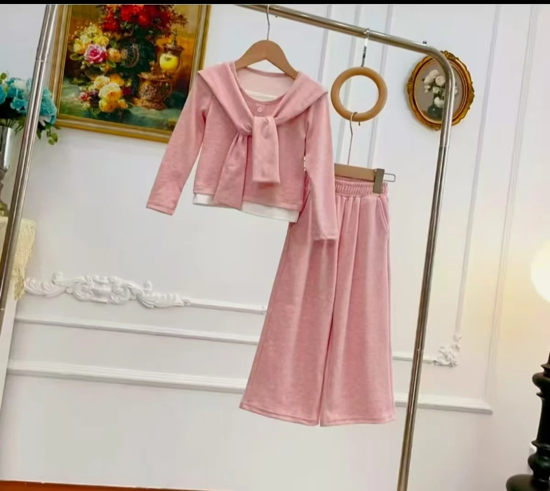女童韩版三件套披肩套装2025秋季新款时尚百搭女童洋气套装