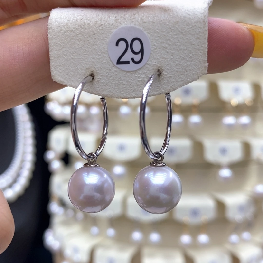 耳饰银S925镶嵌淡水珍珠