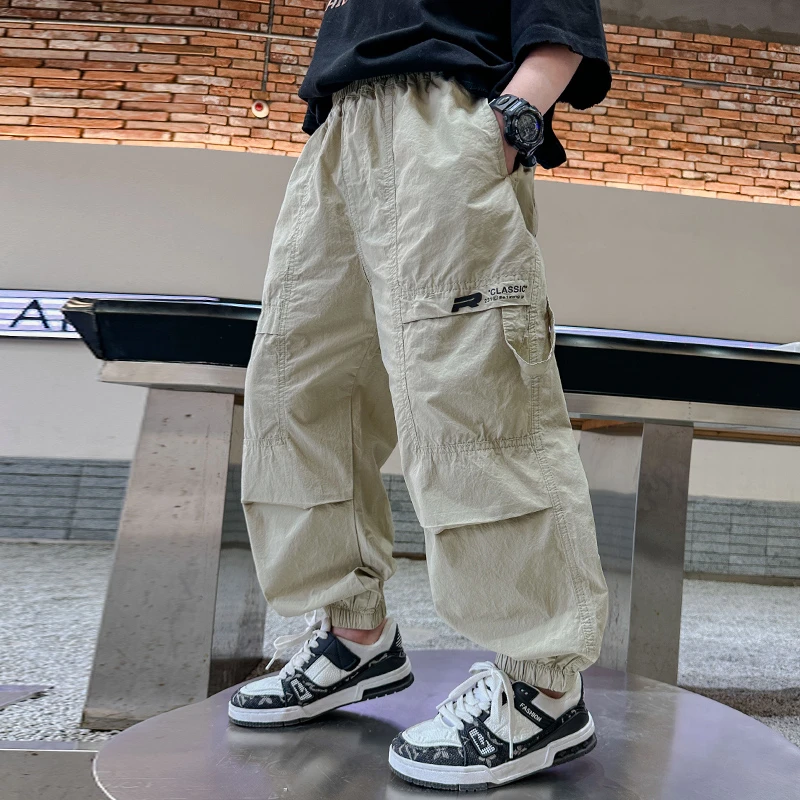 男童夏装工装裤子2025新款中大童薄款夏天儿童炸街痞帅夏季防蚊裤