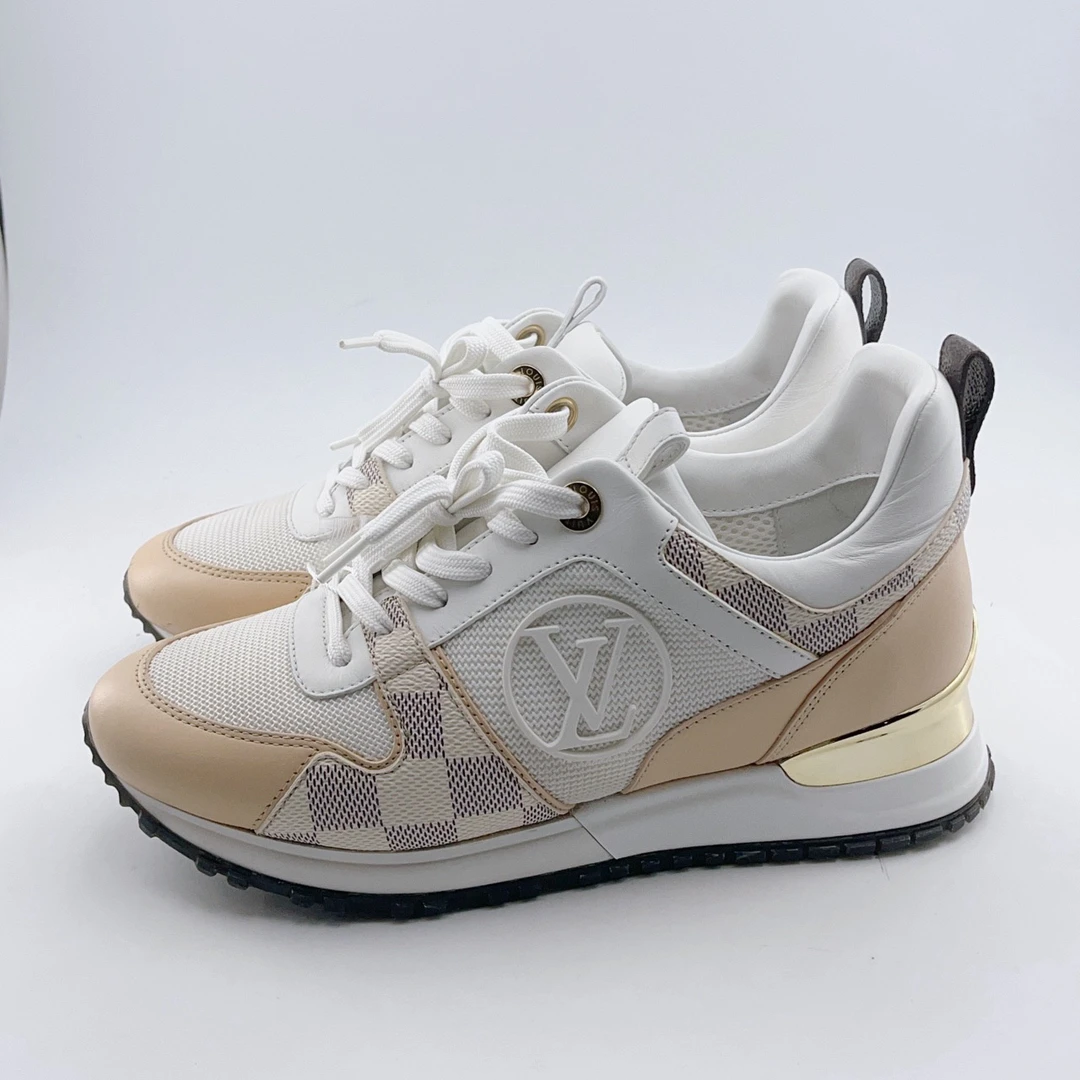99新 LouisVuitton/路易威登 35码/奶茶色棋盘格runaway运动鞋