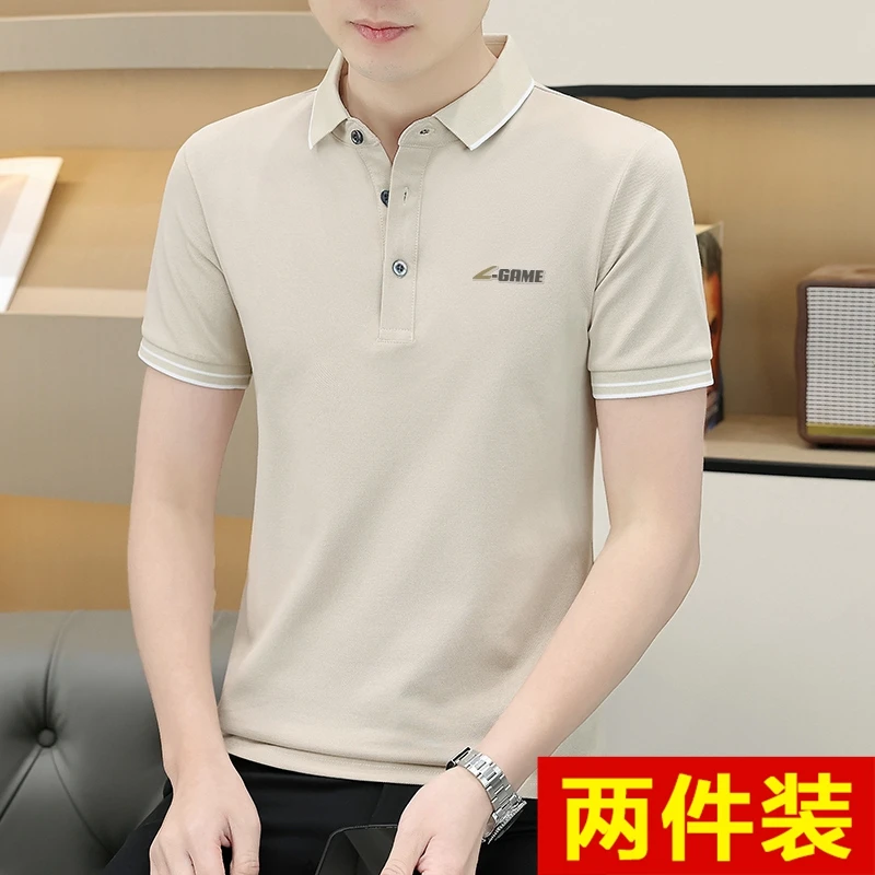 翻领t恤男士短袖polo衫潮流夏季上衣服修身商务休闲保罗有领半袖