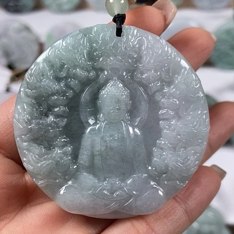 翡翠颈饰未镶嵌九龙大日如来两面工福利