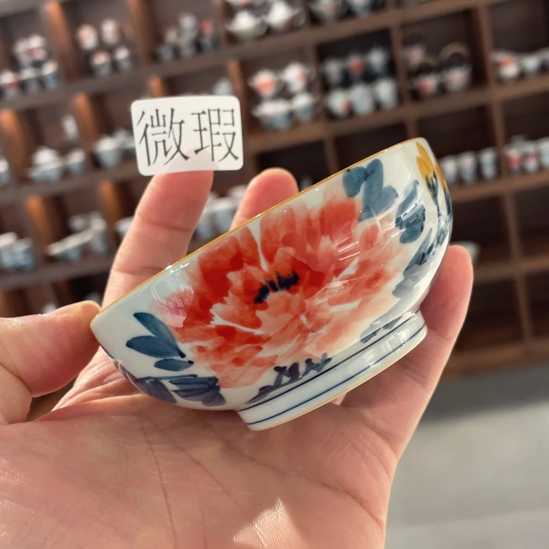 釉下手绘茶具微瑕