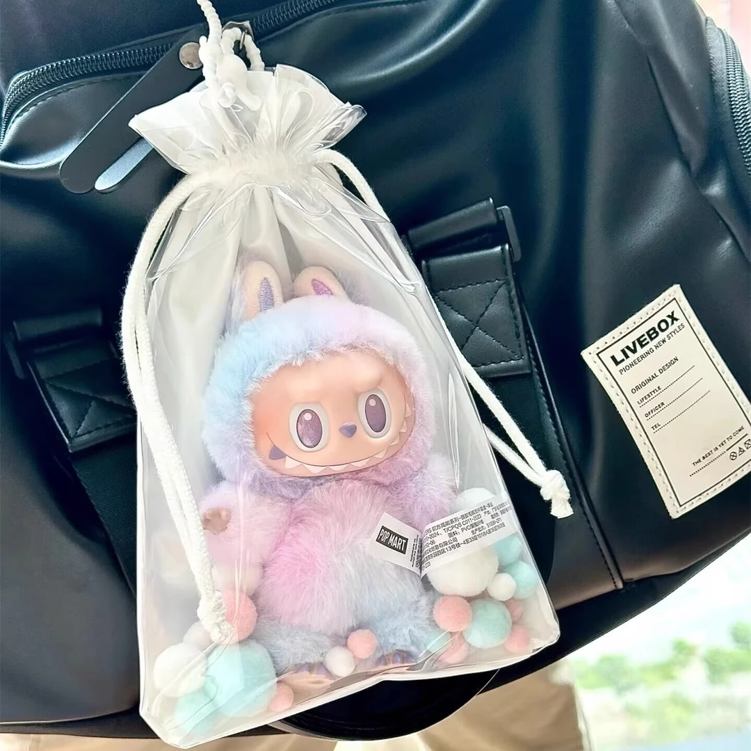 高透版锦囊Labubu3.0前方高能保护套17cm搪胶遛娃包拉布布玩偶袋
