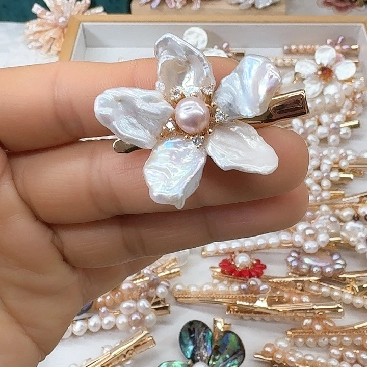 淡水珍珠发饰银S925镶嵌