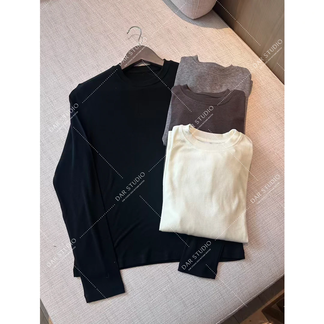 DAR STUDIO 【纯色极简】2025秋冬新款简约圆领长袖针织衫25221