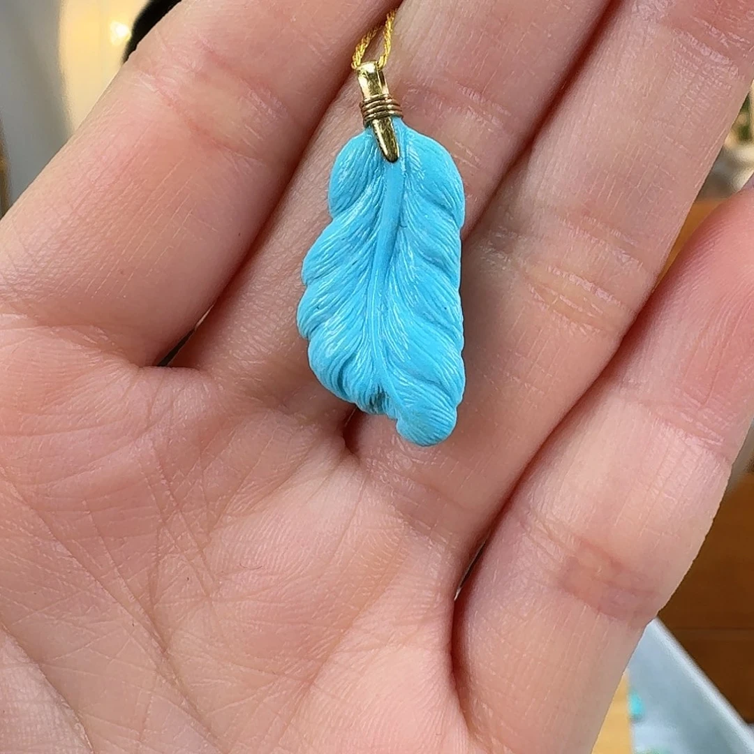 绿松石18K金镶嵌挂件