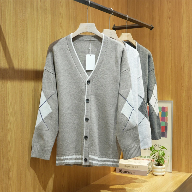 秋冬季男士含绵羊毛保暖开衫毛衣无领时尚弹力针织衫ZJ213-178