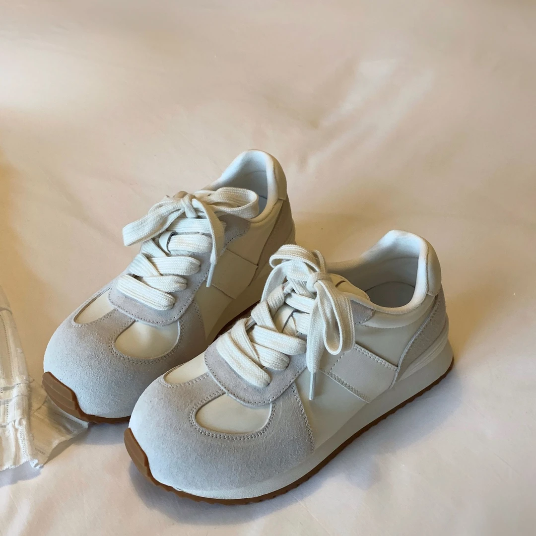 南风Chio2nd 浅灰拼色复古德训鞋子女士休闲运动阿甘鞋