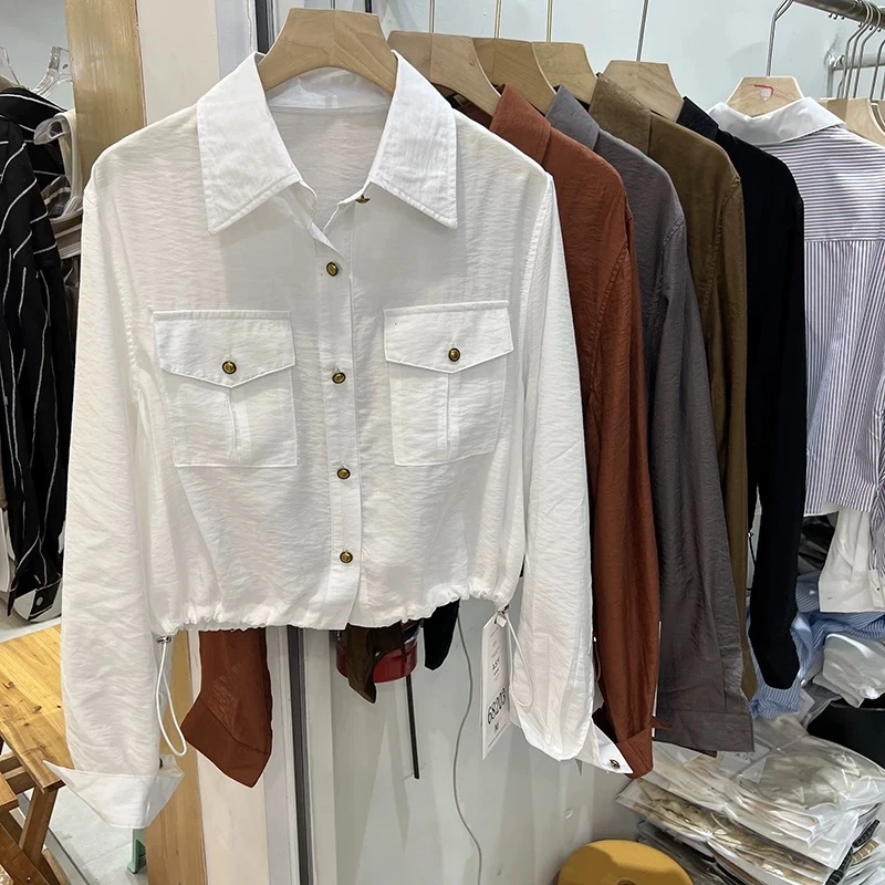 136（衣长54）休闲设计感双口袋小衫上衣（6柜）