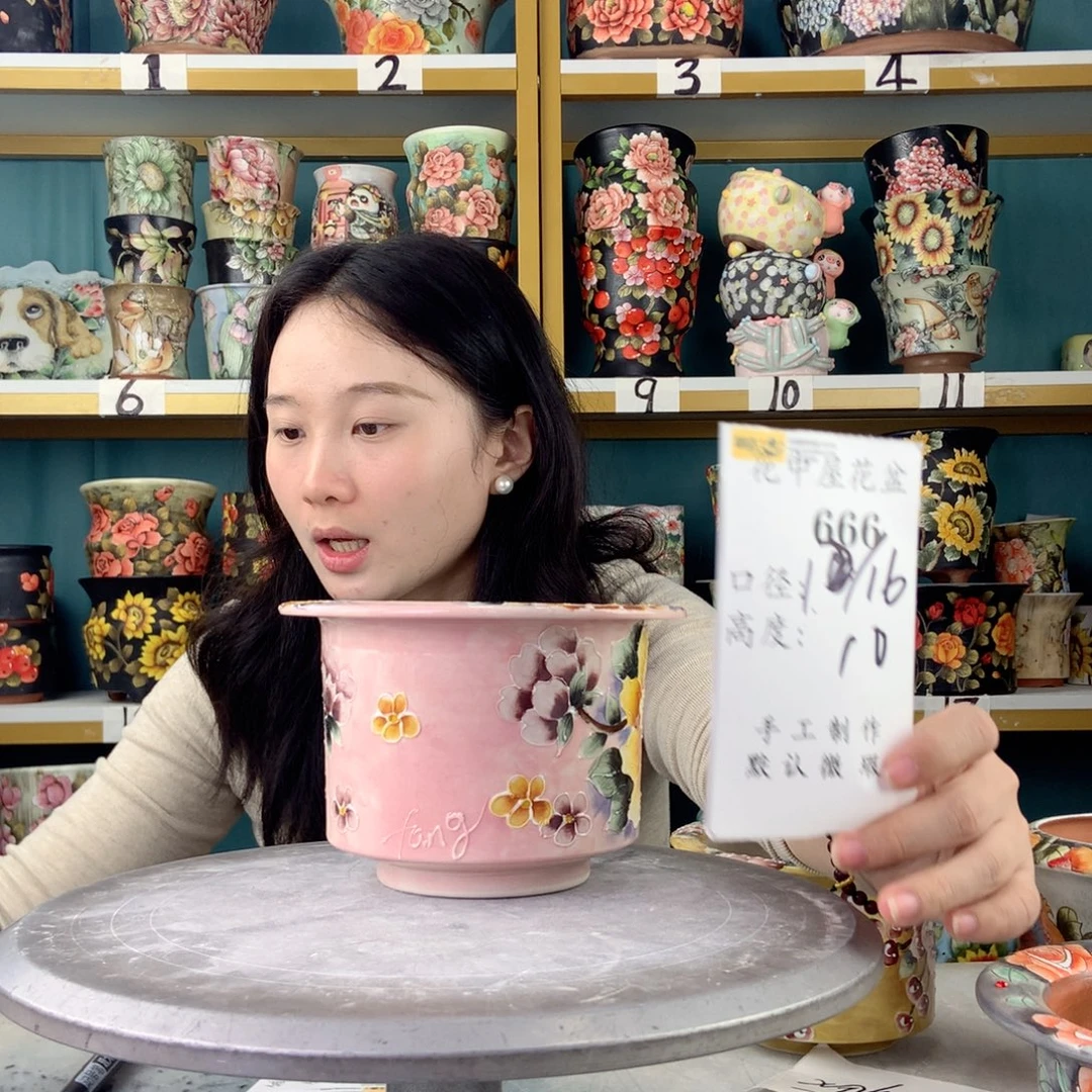 陶景德镇手工花盆666
