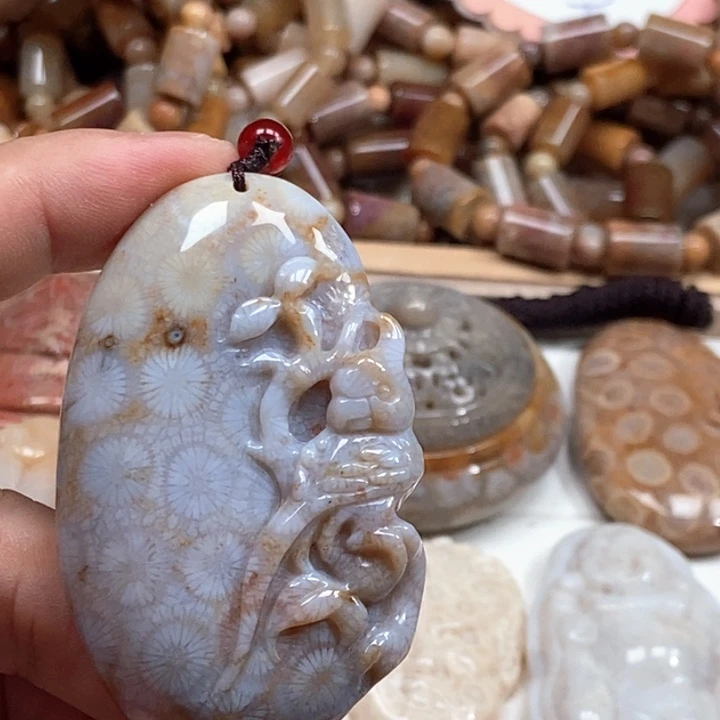 硅化珊瑚（珊瑚玉）未镶嵌颈饰