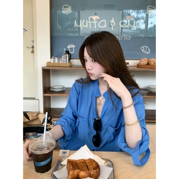 夏日封神衬衫！老钱风立领衬衫女夏宽松气质薄款上衣