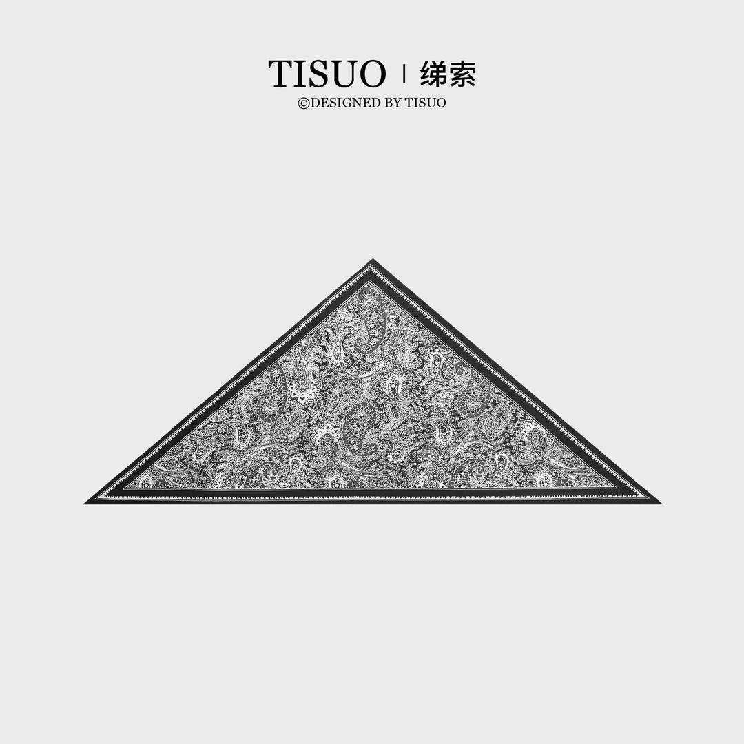 TISUO/绨索印花仿桑蚕丝斜纹绸方巾TS542373