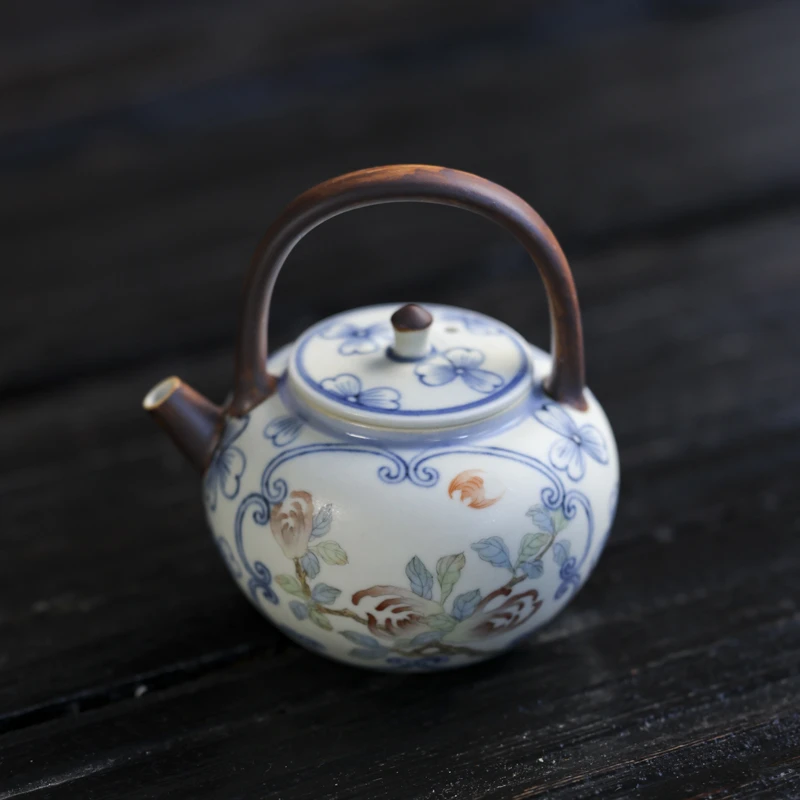 【直播专属】开窗斗彩佛手蝙蝠-墨冉-提梁壶-150ml(新墨冉0370)