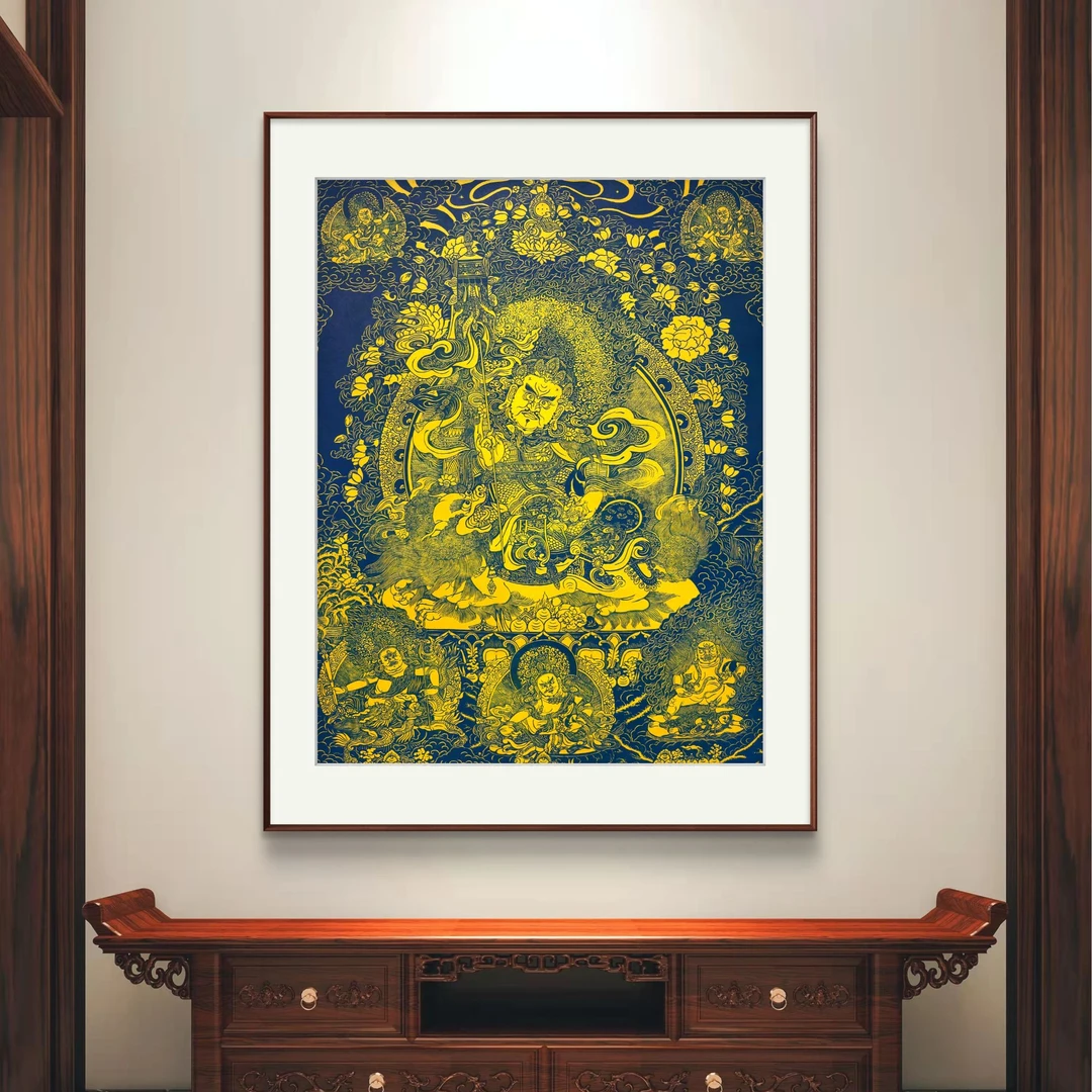 财宝天王唐卡风纯手工拓片高端装饰画