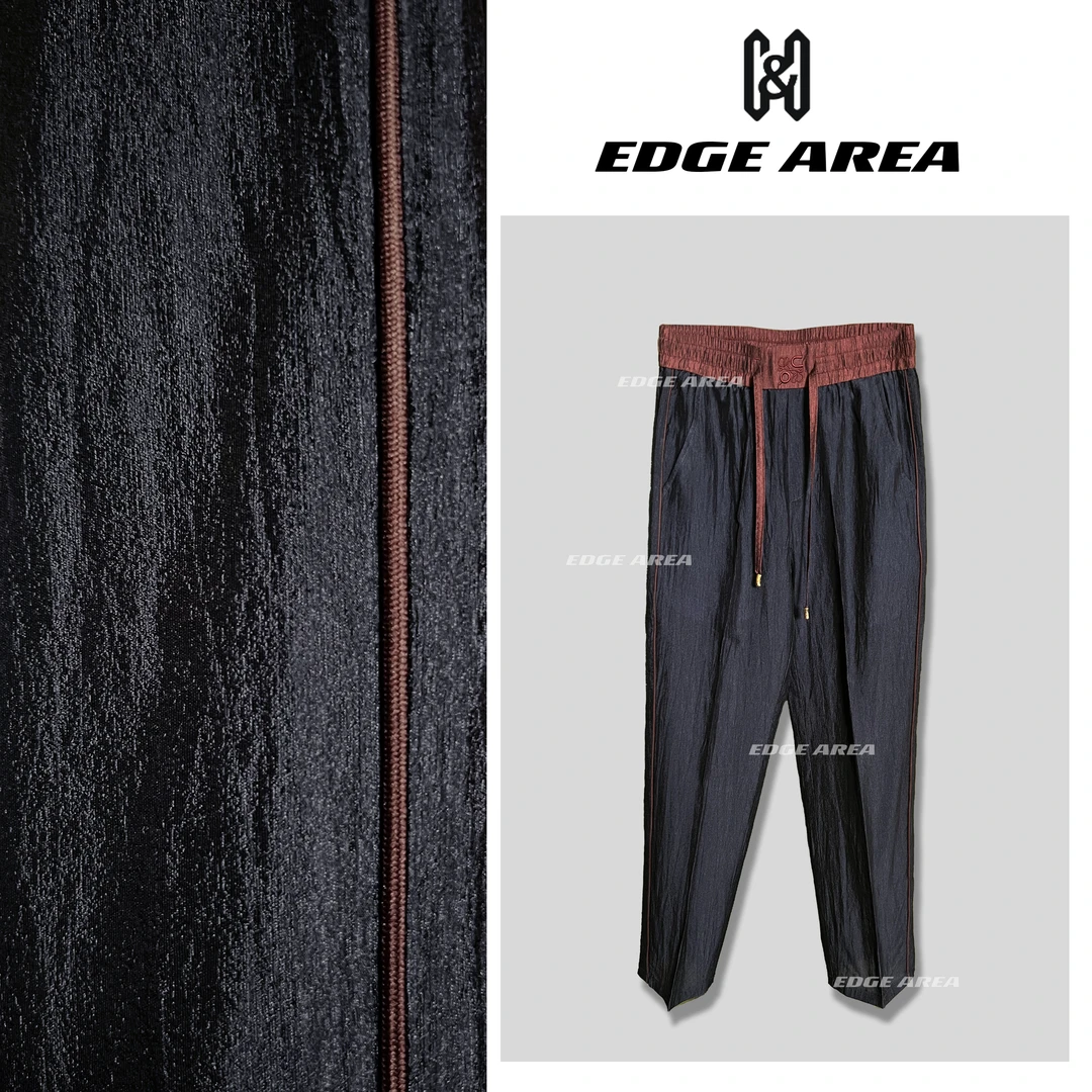 【EDGEAREA】夏季高奢拼接薄款醋酸混纺垂感直筒裤子男款夏季6687