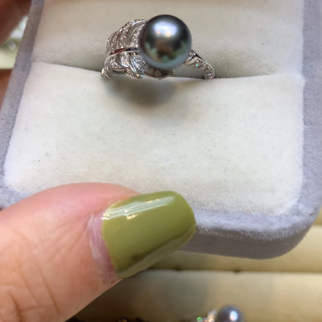 银S925镶嵌戒指海水珍珠