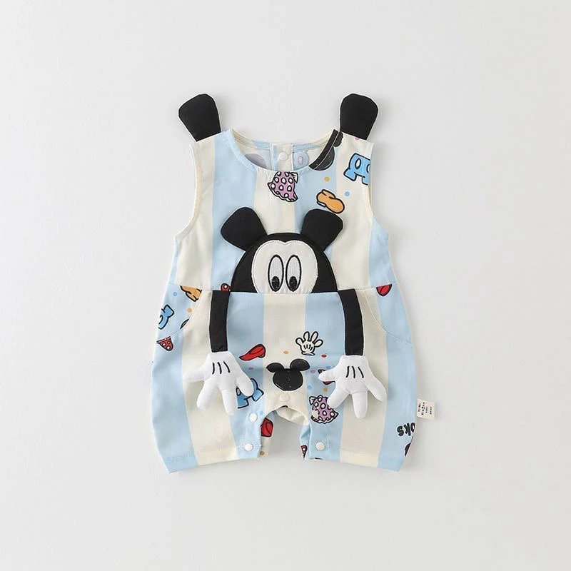 夏季薄款婴幼儿连体衣宝宝夏装可爱外出哈衣韩版无袖爬服衣服休闲