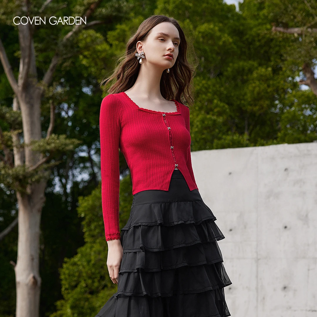 哥文花园 法式方领上衣毛针织衫女 CTC1031248