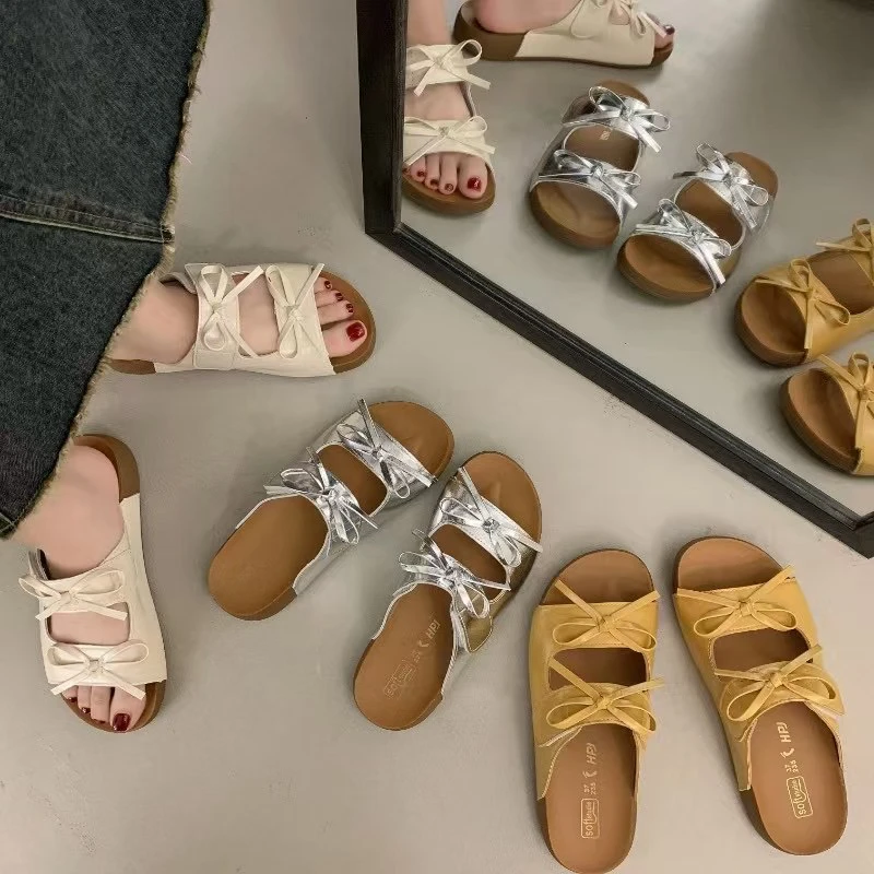2025夏季新款蝴蝶结休闲勃肯沙滩凉拖鞋211-1