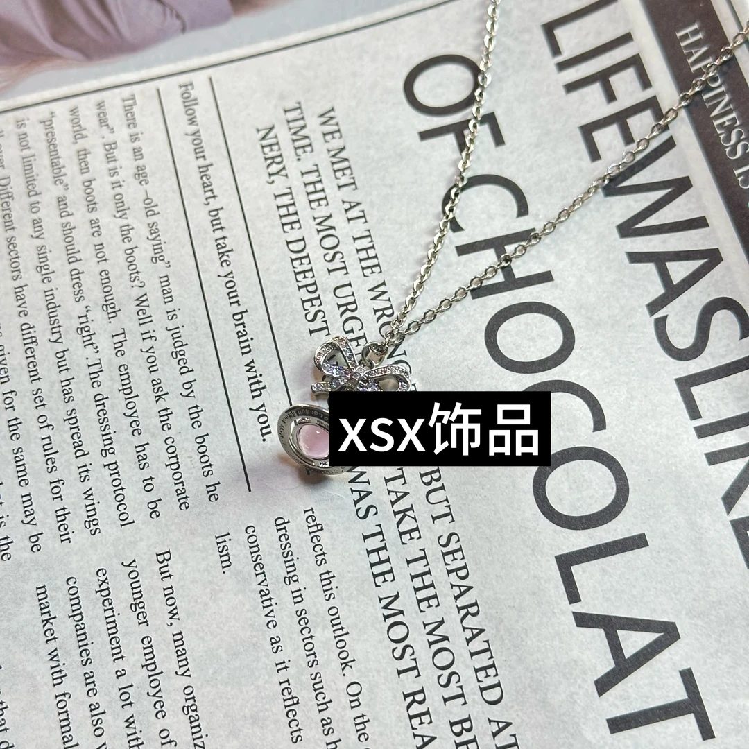 钛钢项链 XSX铜合金蝴蝶结小Q项链可爱百搭学生个性ins