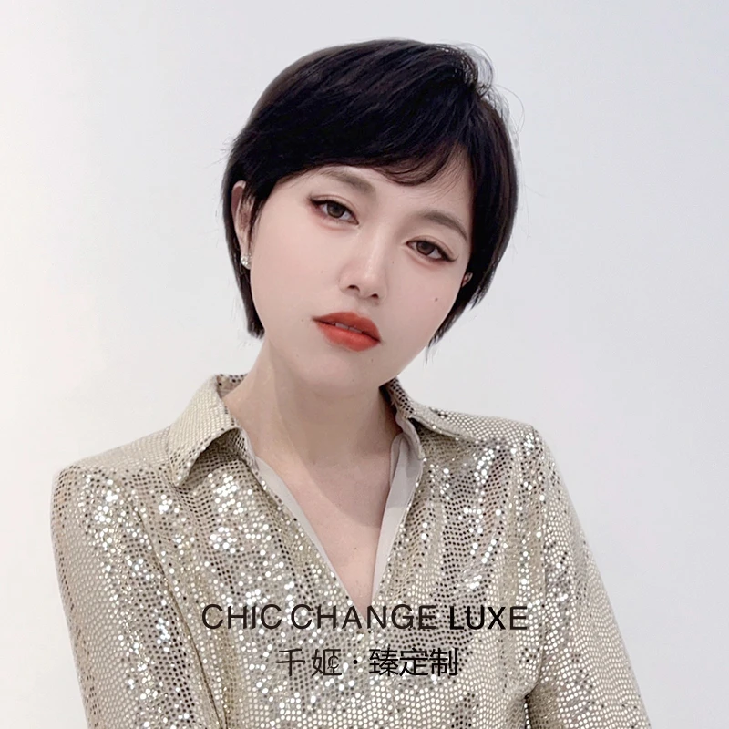 【摩登气质超短发】千姬假发短发女头套全真人发自然时尚圆脸发型
