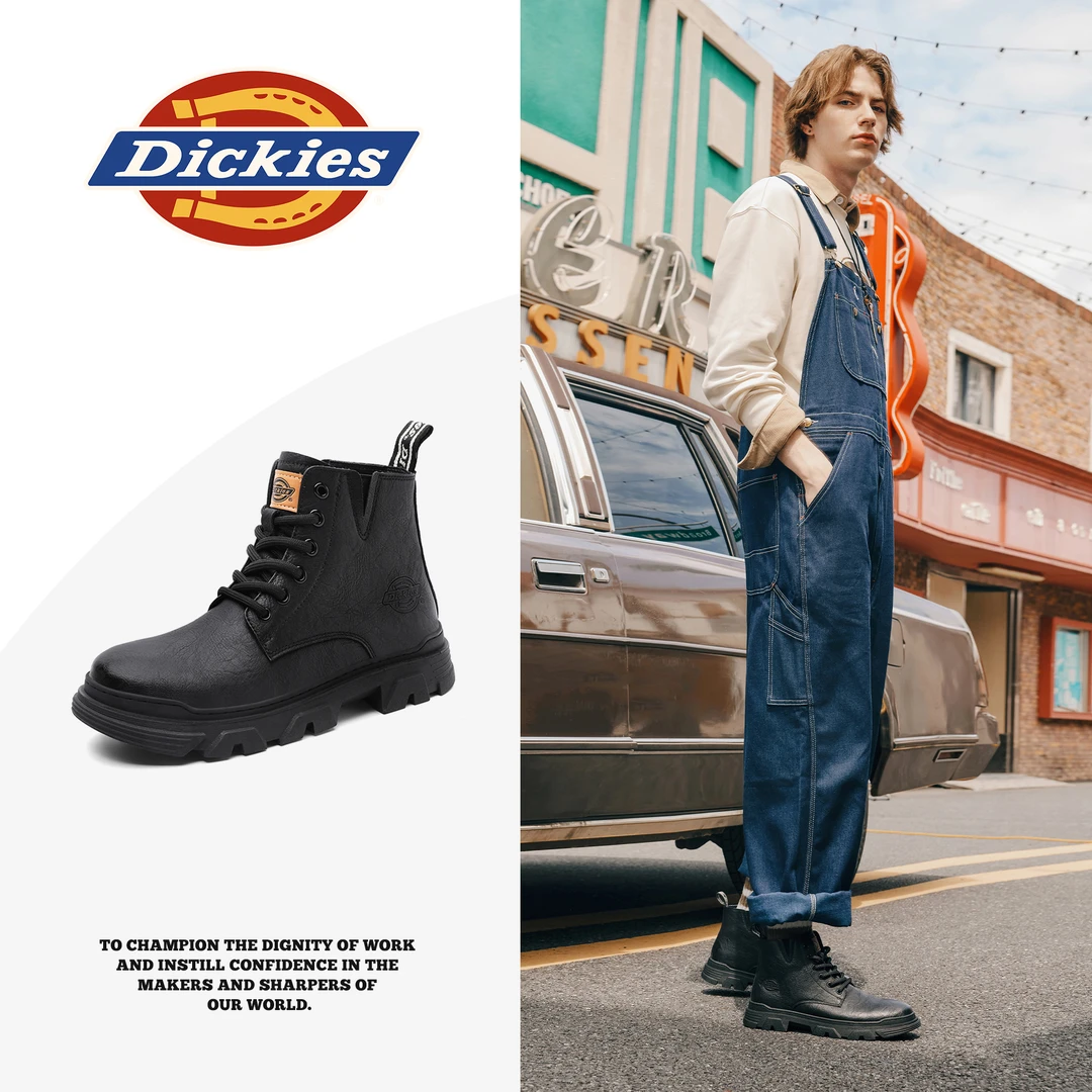 Dickies2025秋季休闲马丁靴厚底高帮时尚男士工装鞋复古百搭男鞋