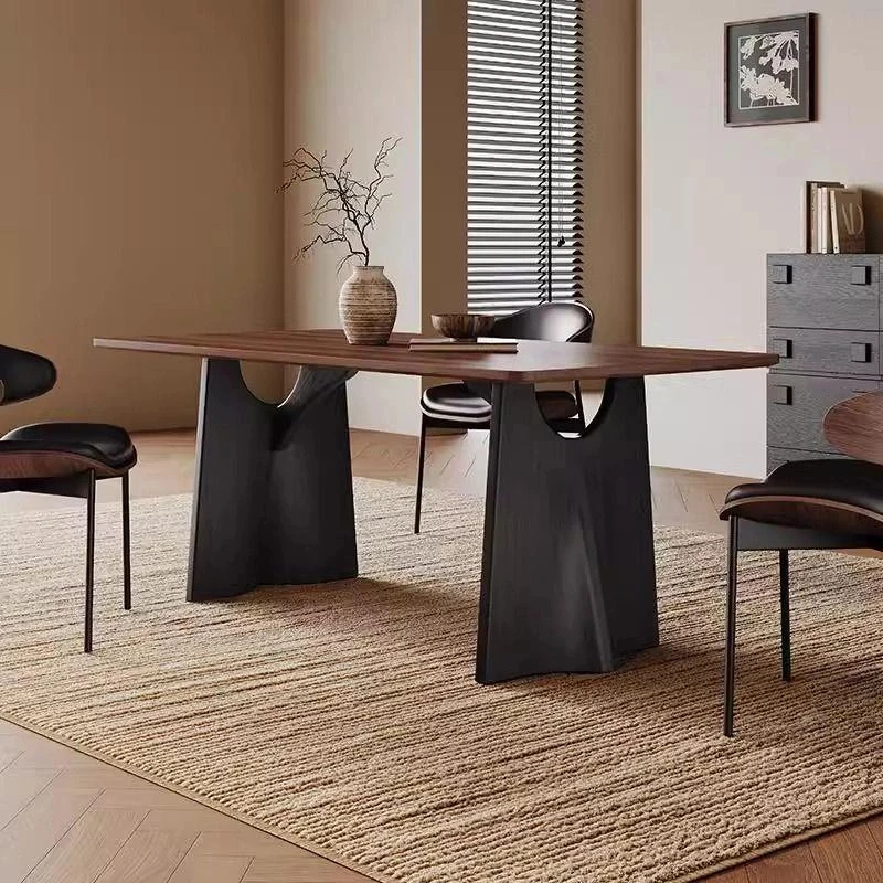 中古风岩板餐桌长方形家用白蜡木法式复古飞鸦高端大板全实木长桌