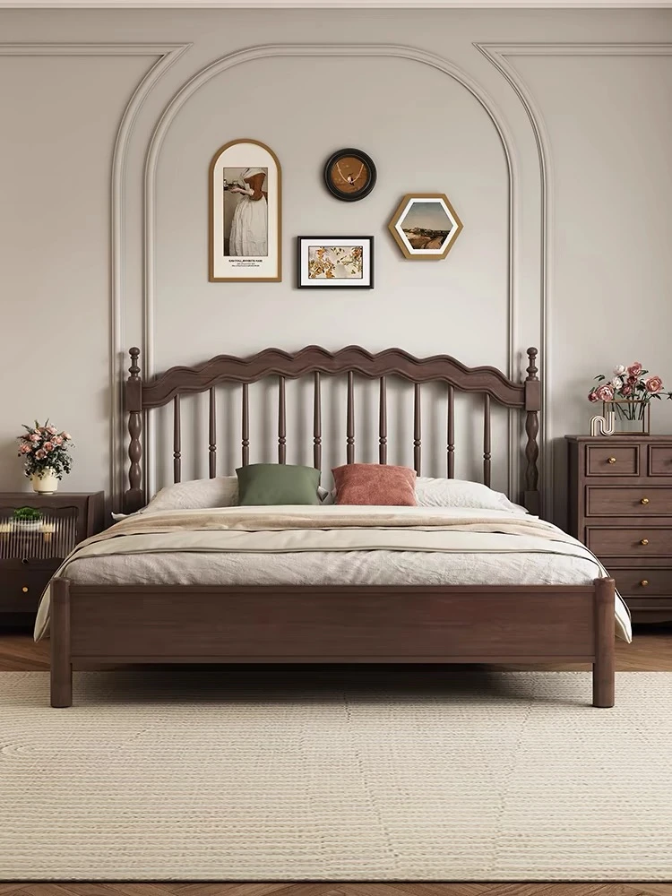 法式风设计实木床美式床美式复古榫卯结构