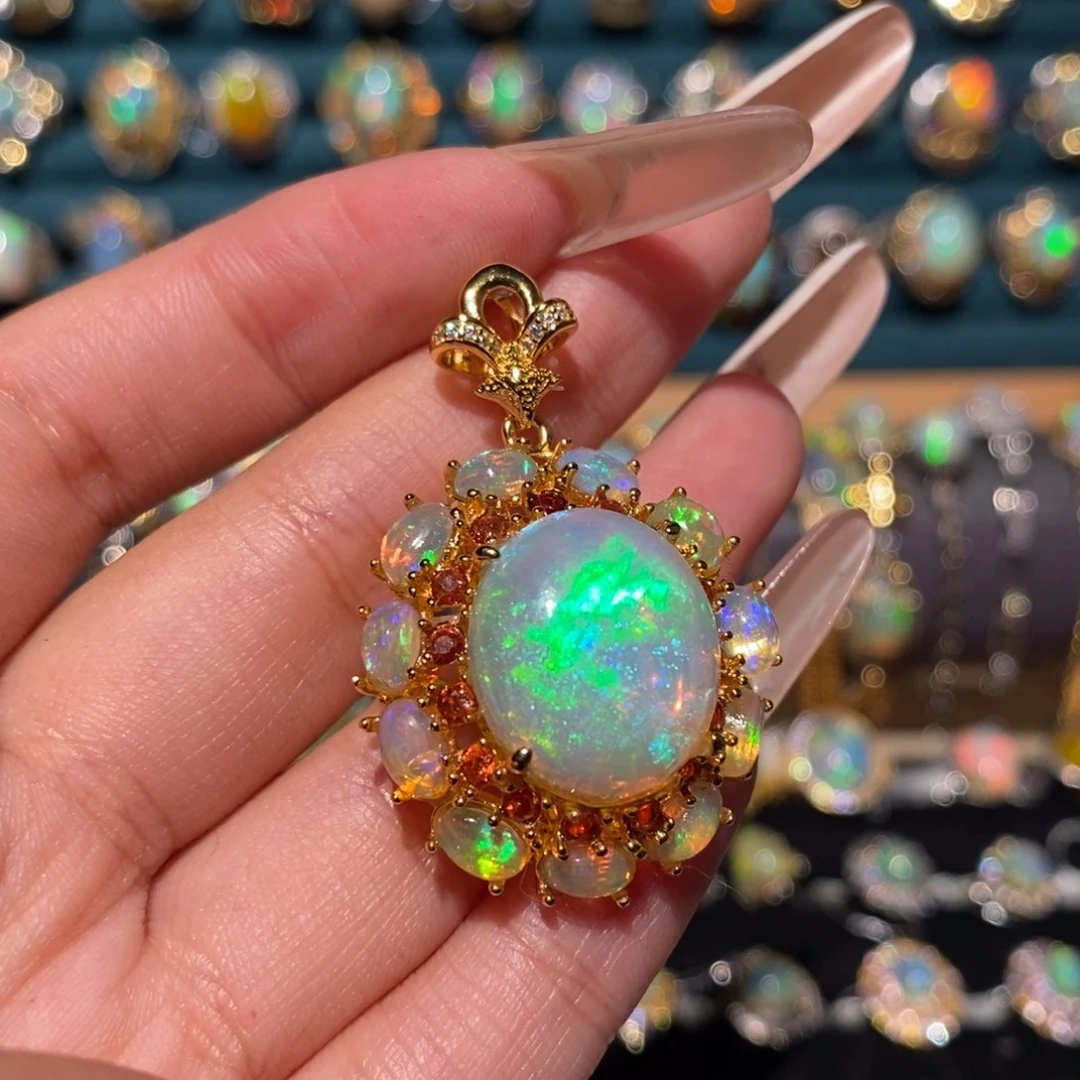 欧泊银S925镶嵌吊坠