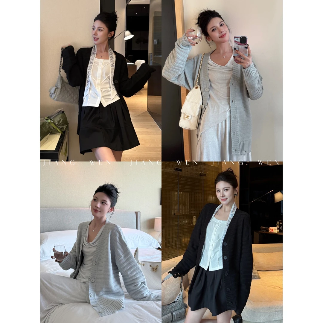 【马拉】姜雯&马*拉针织开衫宽松毛衣开衫外套