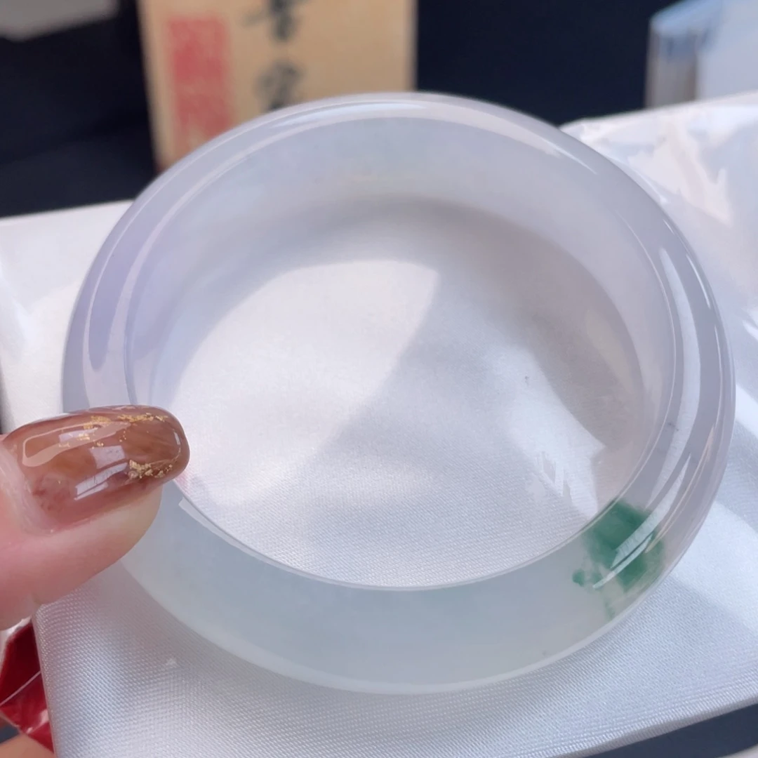 未镶嵌手镯翡翠54正圈 冰飘花 误入藕花深处 10号