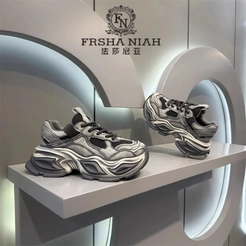 法莎尼亚老爹鞋爆款潮牌款韩式休闲时尚舒适百搭高帮厚底系带