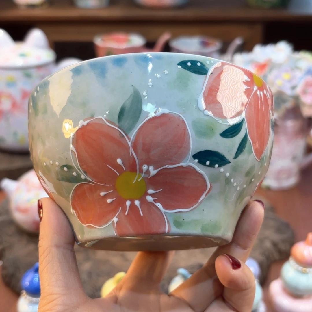 瓷片景德镇手绘高温釉下彩陶瓷茶具