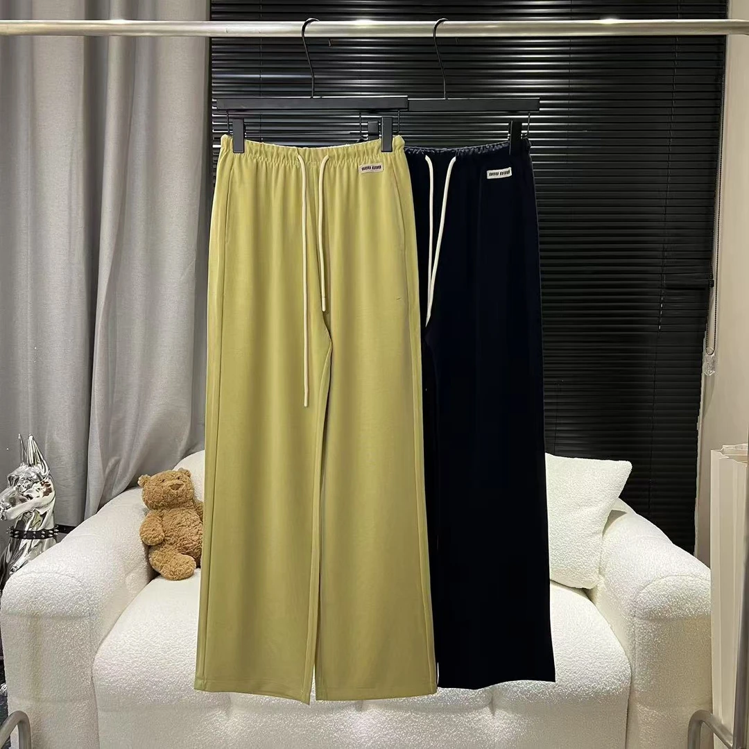 【瘦腿魔裤】2025春夏韩系松紧腰抽绳直筒垂感阔腿休闲裤98628