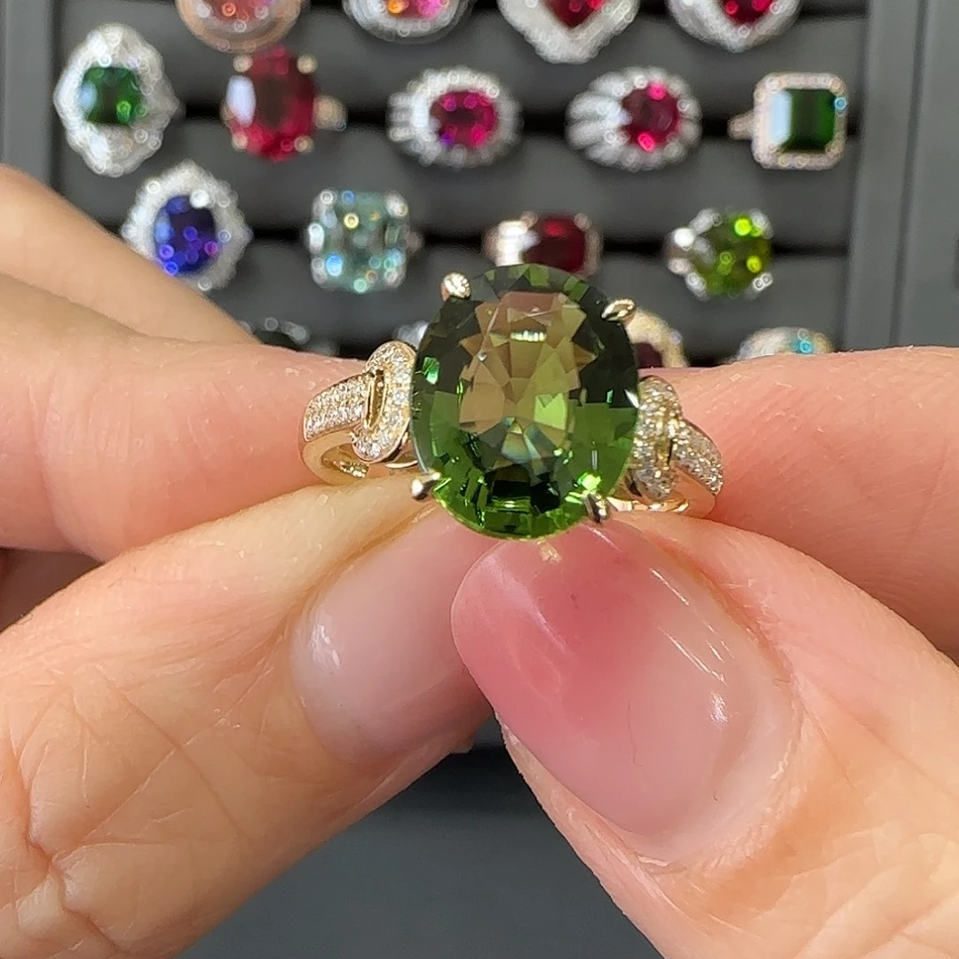 碧玺18K金镶嵌戒指3.1ct