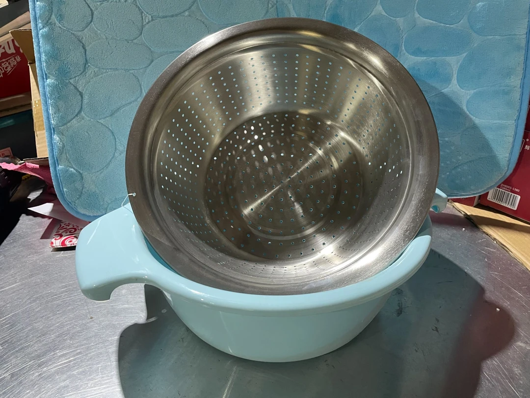 家用不锈钢双层沥水盆28cm