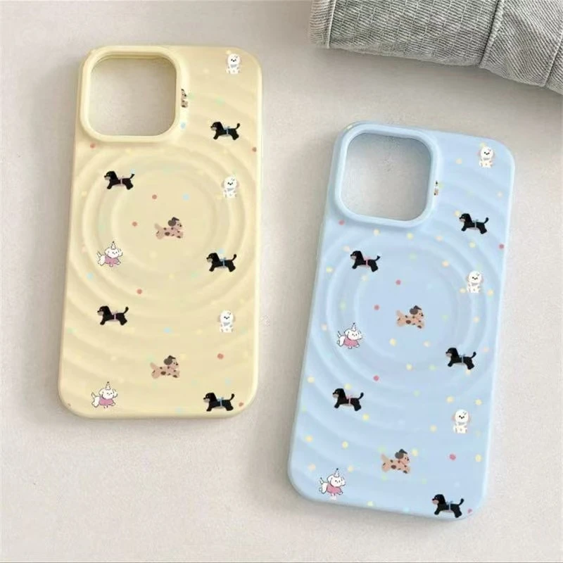 波点小狗适用苹果16/15/14promax手机壳iPhone13软女情侣
