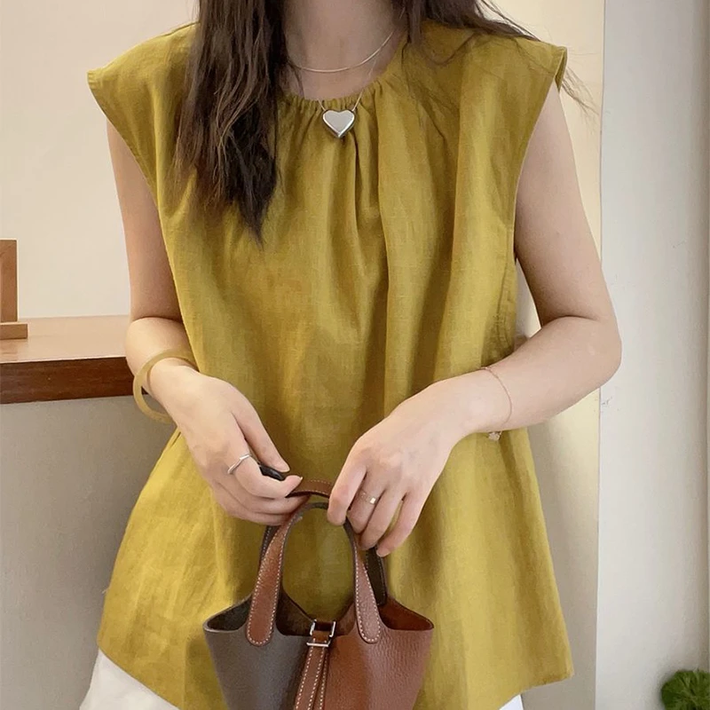 高级感飞飞袖套头无袖t恤女夏季微胖大码休闲百搭显瘦背心上衣潮