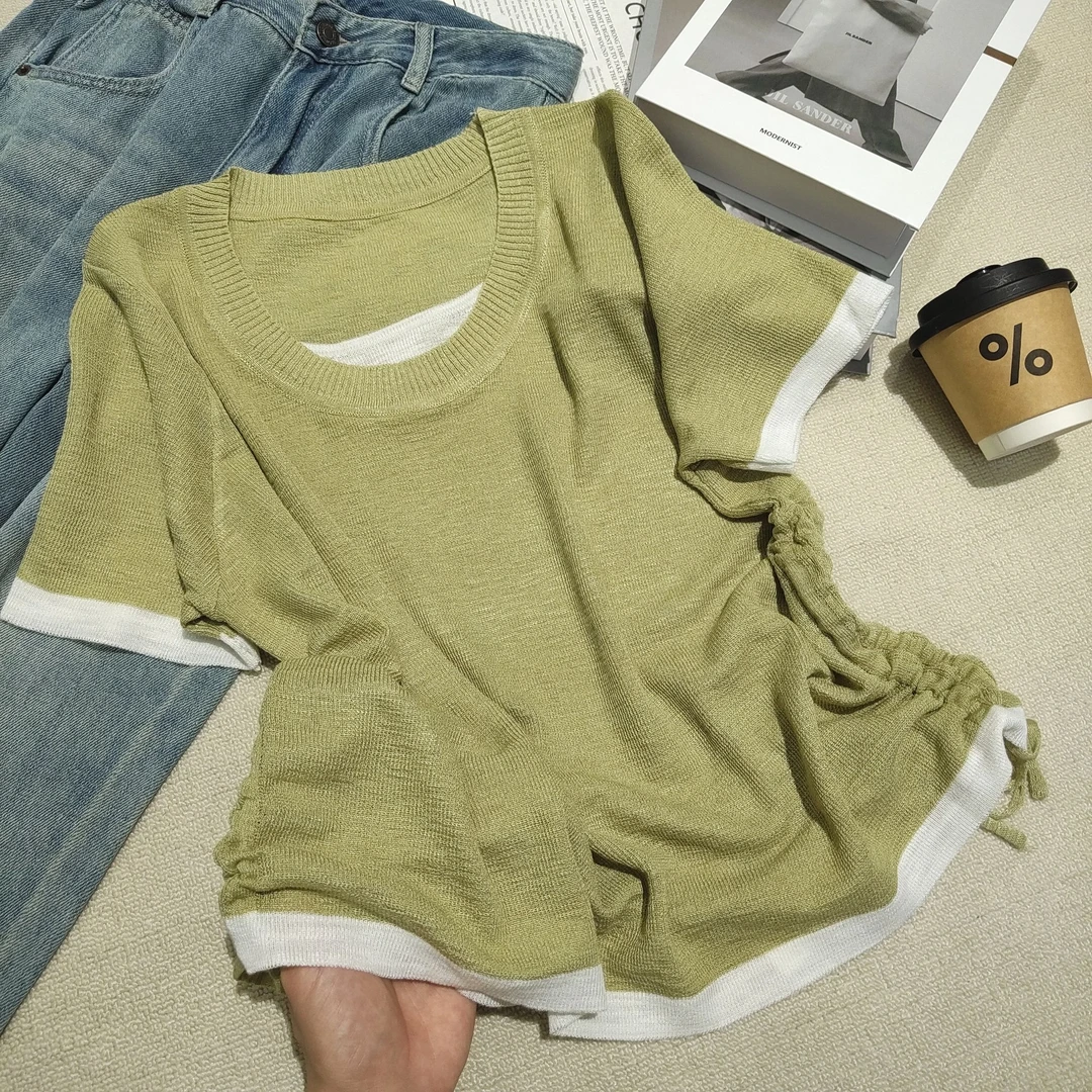 小清瓜女装严选极2025新款圆领短袖百搭时尚气质针织衫WF93A21