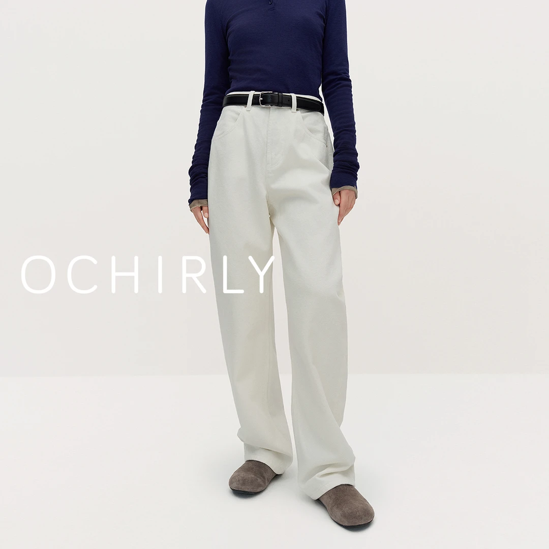 OCHIRLY欧时力纯棉弯刀牛仔裤香蕉裤复古显瘦秋冬新品欧若风