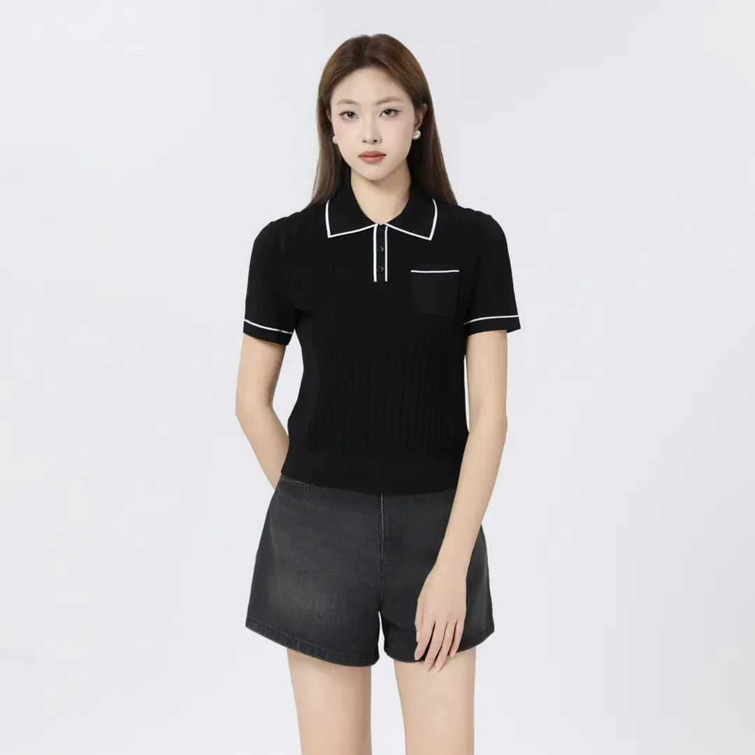 GIRDEAR/哥弟春夏新款休闲POLO领修身经典时尚短袖针织T恤 138025