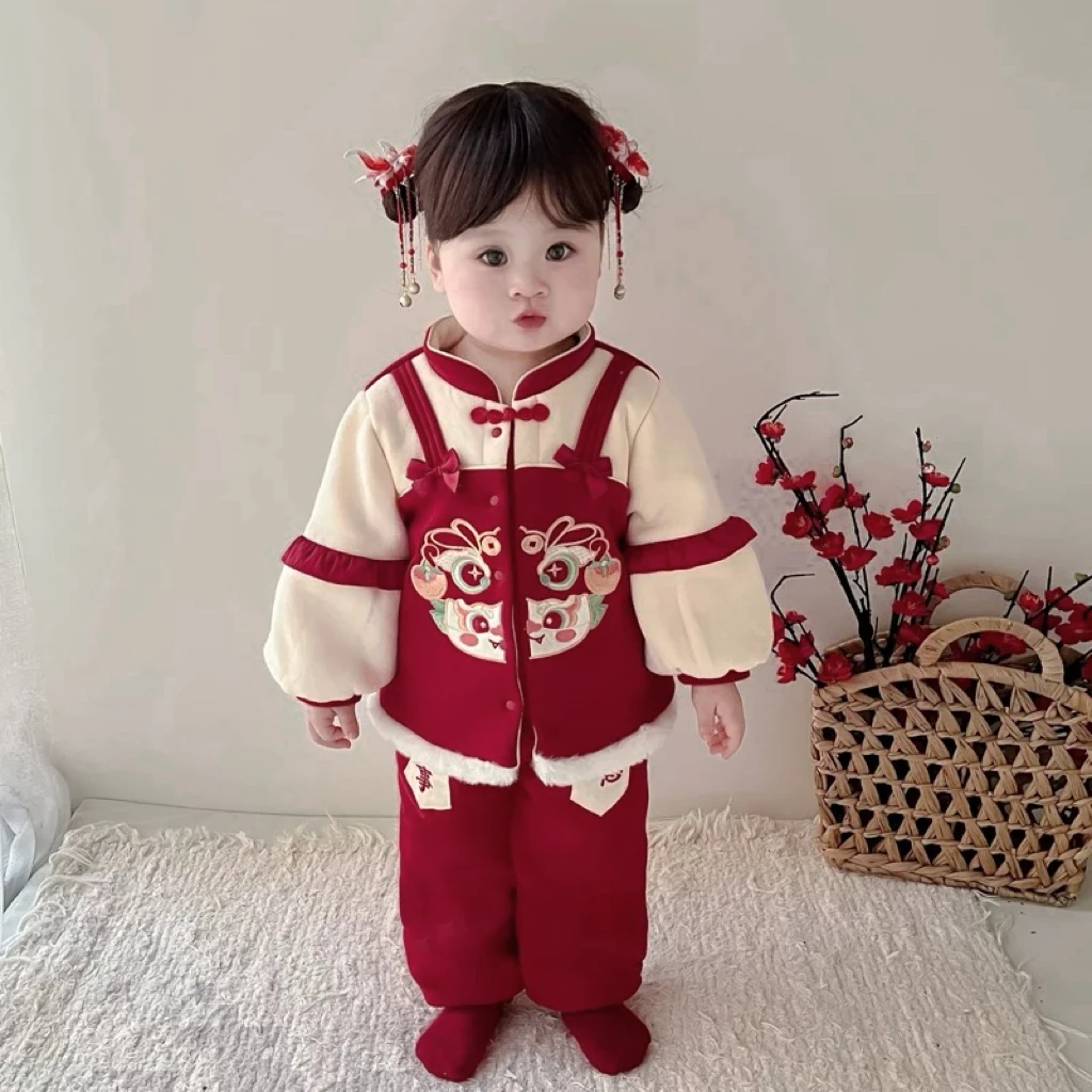 G【事事如意】2024年女宝冬季事事如意棉衣新年套拜年服ZS-G-D84