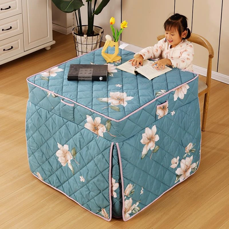 冬季烤火桌子罩套烤火罩烤火桌布罩正方形电暖炉罩烤火被加绒加厚