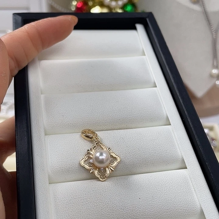 海水珍珠银S925镶嵌吊坠(不含链)